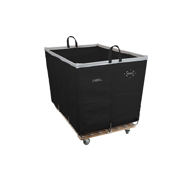 Steele Canvas Basket 18 BU Permanent Truck Black Vinyl w/Grey Vinyl - 4in Casters 9218VBLKVGRYW4 - main